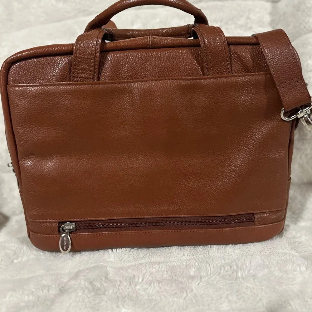 Mcklein Montclare leather laptop and tablet briefcase in a brown color